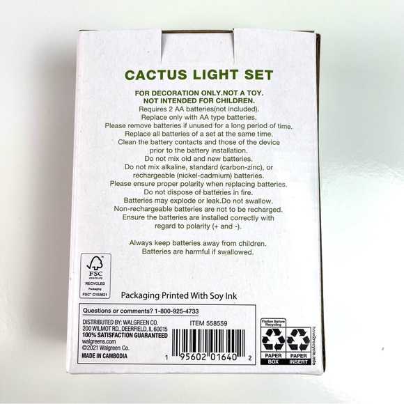 Garden Party Cactus LED String Light Set 5.5 feet Indoor Decorative Lights New - Picture 3 of 6